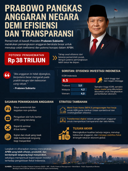 Efisiensi APBN Besar-Besaran, Prabowo Targetkan Pangkas Belanja Tak Produktif