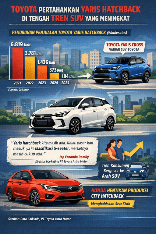 Toyota Masih Pertahankan Yaris Hatchback di Tengah Tren SUV yang Meningkat